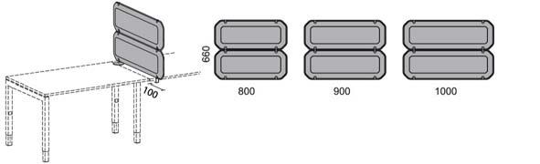 2 moduler bordsavdelare Modulernas höjd: 2 st à 330 mm. Höjd över bordsyta 660 mm.