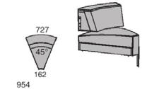 Prislista nr 161 Pio 954 Invändig svängd sektion vinkel 45. Klädd sits-och ryggdyna. Underrede av stålrör i silvergrå pulverlack. 954 tyg priskl. 1 3151 tyg priskl. 2 3348 tyg priskl.