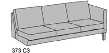 Scandinavia 370V Invändig svängd sektion vinkel 45. Hörndelen kan kopplas ihop med 2-sits alternativt 3-sits. Utbytbar klädsel (fast klädsel i läder). Vändbara sittdynor i tyg. Fyrkantiga ben i trä.