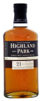 Prov 6 Highland Park 21 år Highland Park 21 år, 47,5% Lagrad på amerikansk ek, som innehållit oloroso sherry 20% av faten är first fill. Den här buteljeringen tillverkas inte längre.