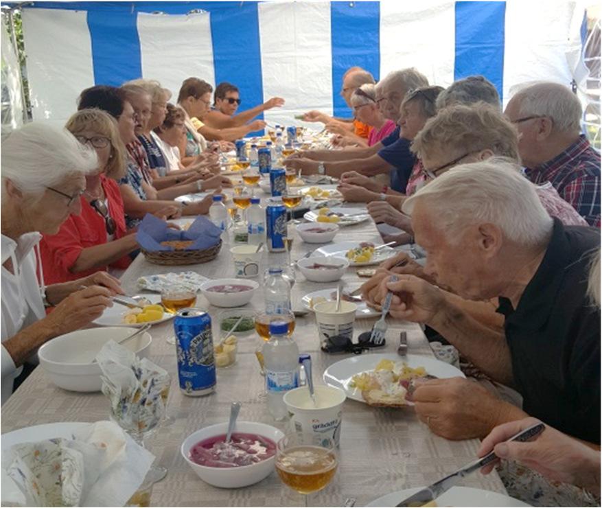Sill och Potatis i Hembygdsparken Lördagen den 30 juni så samlades 20 personer för att äta sill och potatis med tillbehör i Hembygdsparken.