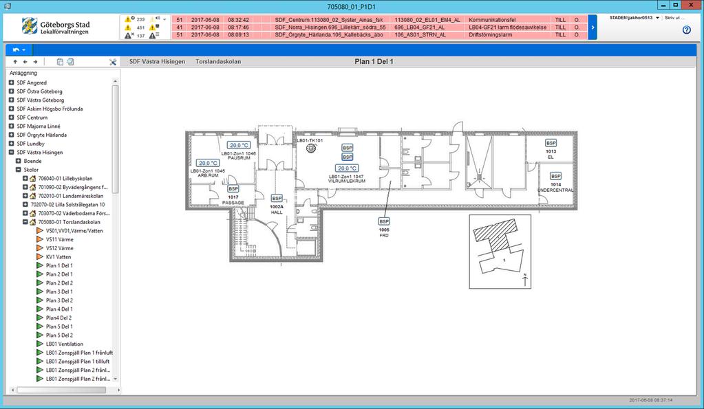 2.5a Planlayout i Citect och HMI Planlayout skall redovisas med en bild per våningsplan. Bild får delas upp ytterligare om läsbarheten inte tillgodoses.