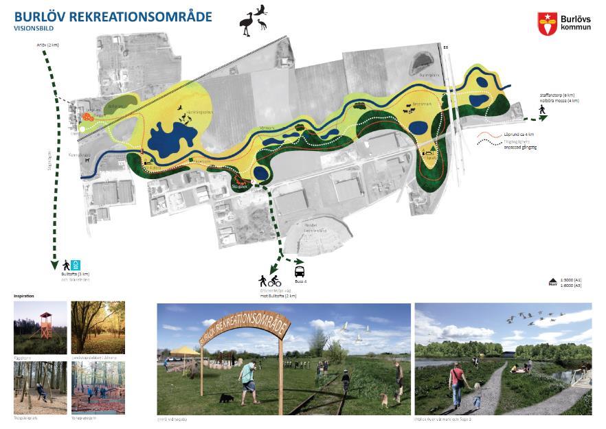 kommun har i detaljplan pekat ut ett område längs Sege å i Bernstorp som naturmark avsatt för rekreation.