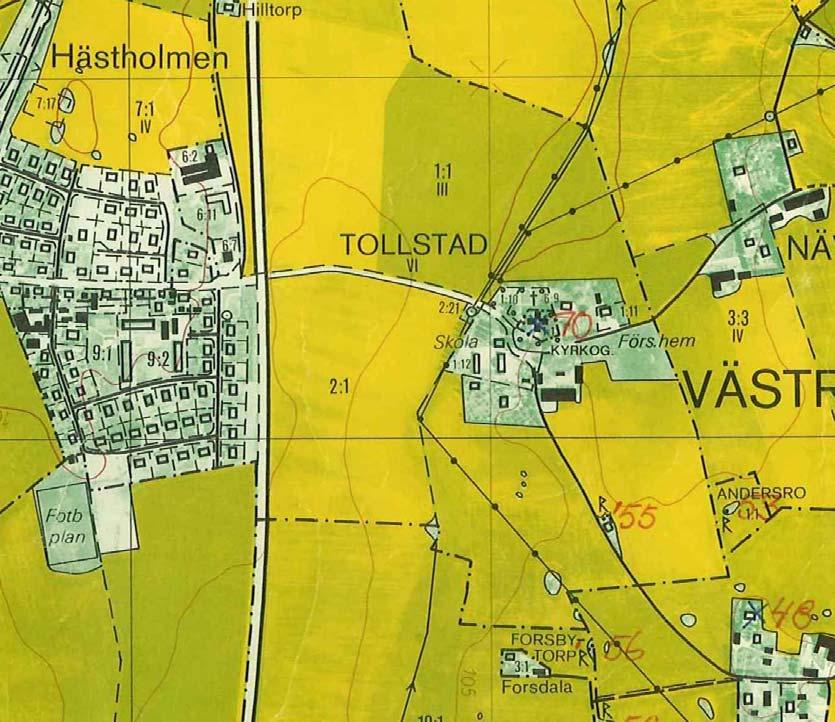 Utsnitt ur häradsekonomiska kartans blad 084 26 Västra Tollstad, 1983.