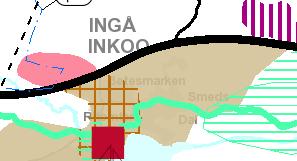 4 (12) Bild 2 Utdrag ur landskapsplanernas kartsammanställning (Nylands förbund). De ungefärliga gränserna för Ingåports planeringsområde anges med rött på kartan.