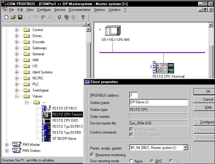 2. Idrifttagning Stationsval med COM PROFIBUS 5.0 1 2 3 4 5 Bild 2/3: Stationsval med COM PROFIBUS 5.0 (förklaringar se text) 1. Öppna i hårdvarukatalogen katalogen.