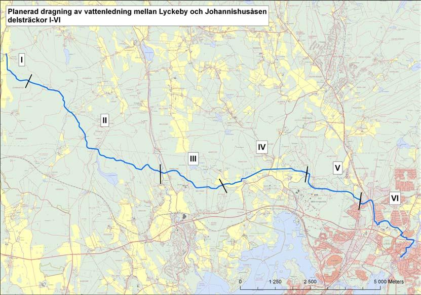 Bakgrund Med anledning av planerad dragning av vattenledning mellan Lyckeby och Johannishusåsen har länsmuseet genom undertecknad tillsammans med representanter för kommunen besiktigat föreslagen