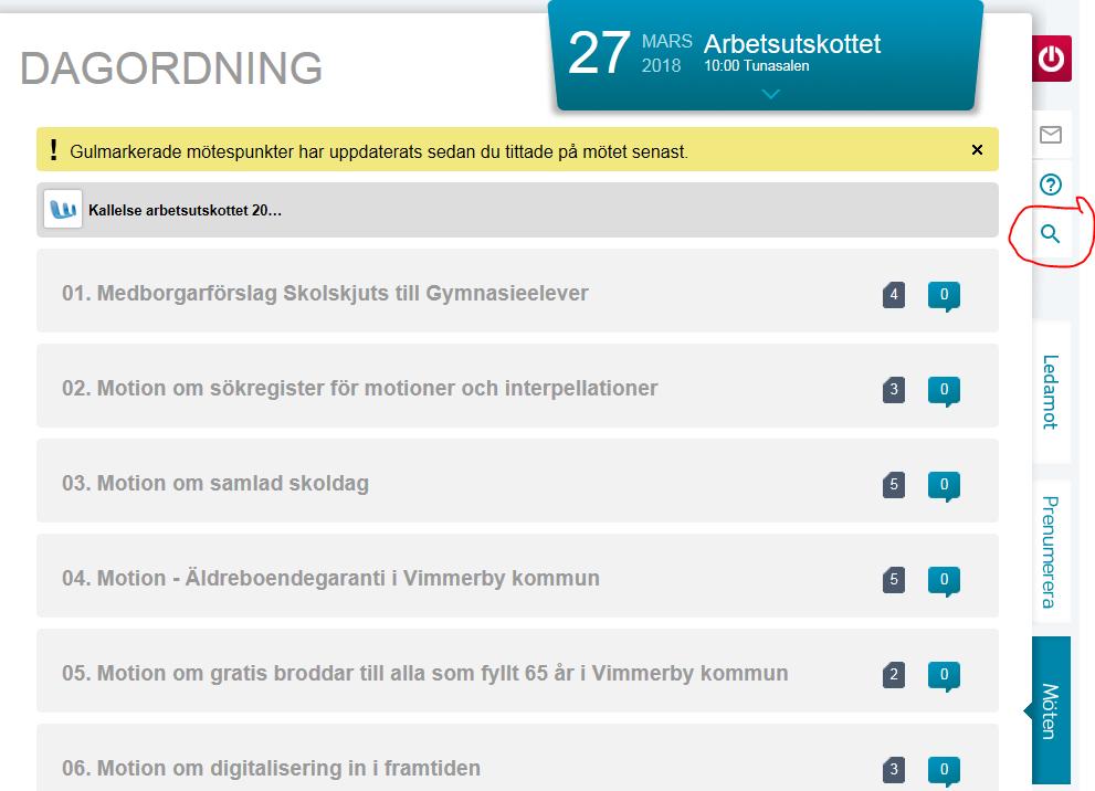 7 Sökfunktionen Från och med februari 2018 finns en sökfunktion.