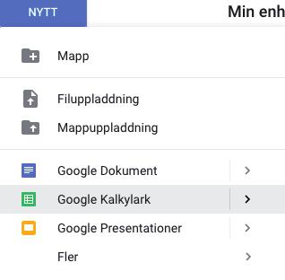 BILG 1 HUR MN STRTR UPP GOOGLE KLKYLRK Du kan öppna ett nytt kalkylark via Drive eller google.com.