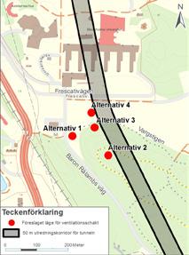 Alternativ 2, 4 och 5 uppfyller inte de primära kriterierna och är därför inte aktuella som lokaliseringsalternativ. Nationalstadsparken, stadsbild, samt ger minst trafikstörningar under byggtiden. 3.