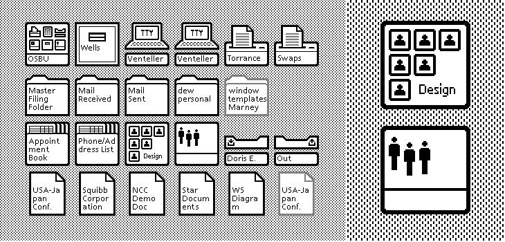 WIMP Xerox Star första WIMP (1981) Windows skrollning, dra, överlappning, öppna/stänga, flytta Icons representerade applikationer, objekt, funktionalitet och redskap, åtkomst via