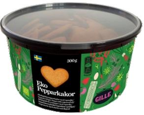 Stora hjärtan pepparkakor Gille Vetemjöl, socker, rapsolja, shea, kokos,