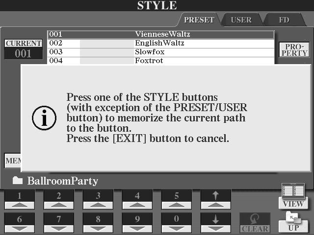 Referensdel Style uppspelning (ackompanjemangsautomatik) Direkt Style val Om Du skapat Dina egna kompstilar och byggt upp en samling av Style data på USER och hårddisk (tillbehör) enhet, har Du snart