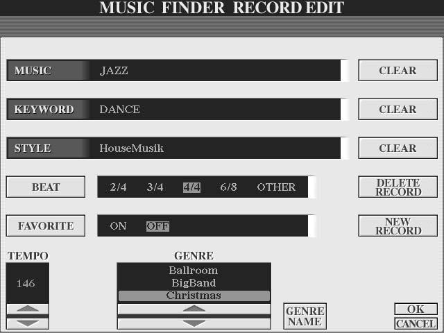 Referensdel Music Finder Snabbguide på sidan 40 Detta avsnitt visar hur man skapar och editerar Music Finder programmeringar och ger information kring struktur och organisation av Music Finder data.