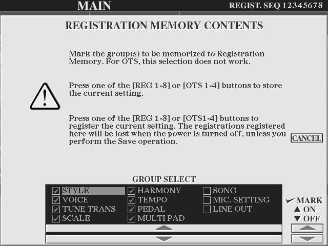 Spara och återkalla egna panelinställningar Registration Memory Snabbguide Referens på sidan 128 Eftersom TYROS är ett så sofistikerat instrument med ett enormt utbud av kontroller och funktioner