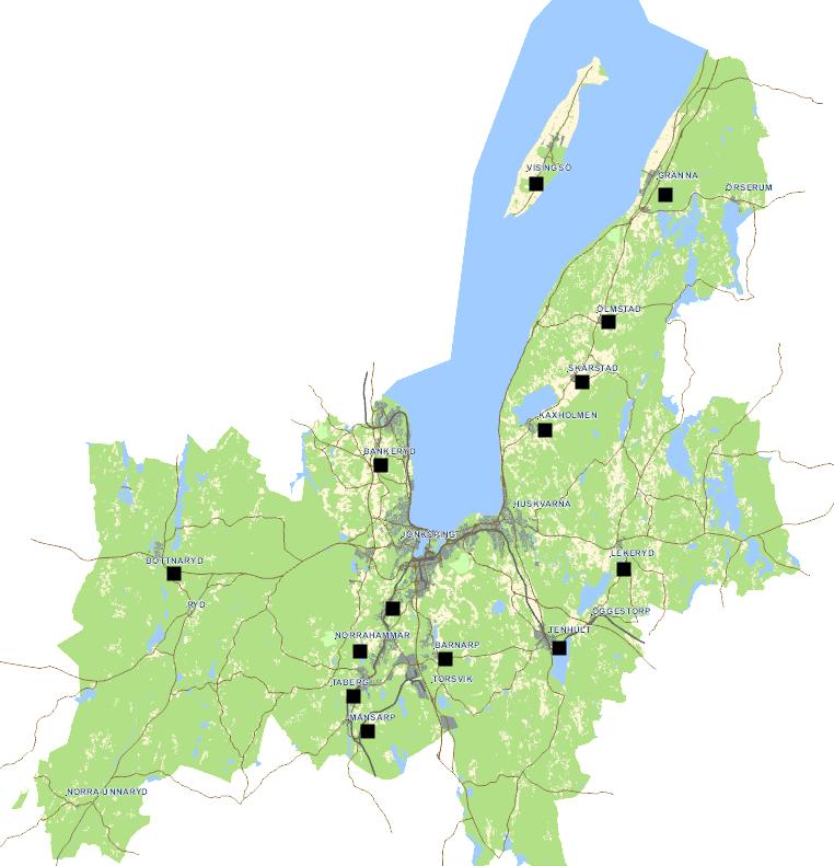 Stadsdel Jönköpings och Huskvarnas stadsdelar är av skiftande karaktär.
