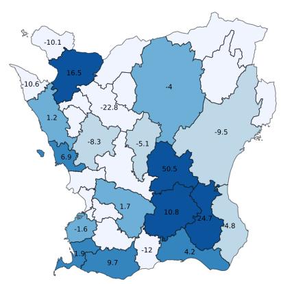 Hörbys ökning beror på en ordentlig ökning av svenska gästnätter medan de utländska minskat.