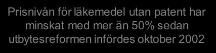 Utbytbarhet besparingar År 2007 utfördes 15 miljoner substitutioner 1 miljard kronor sparades till följd av substitution under 2007 knappt 70 kronor per substitution Besparingen per månad är ungefär