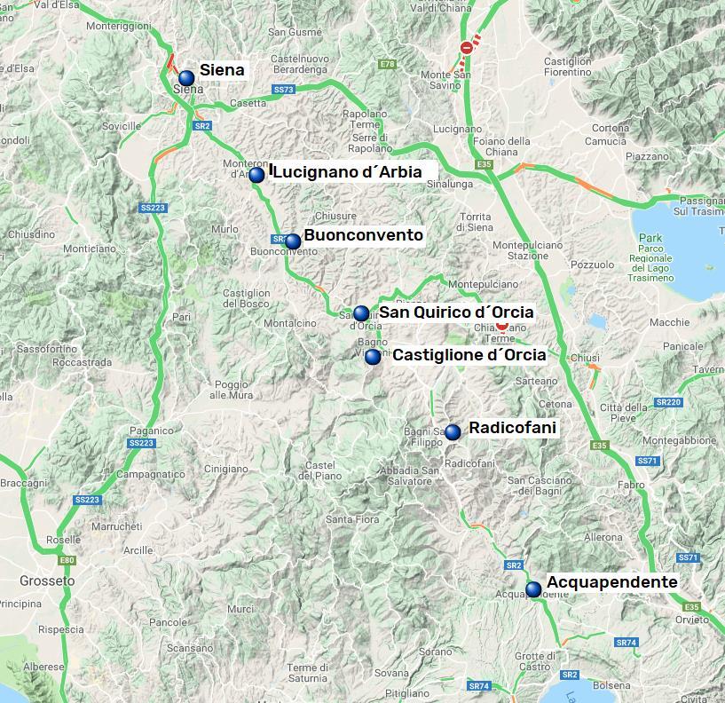 Via Francigena, Siena Acuaoendente, 7 nätter 8(8) Via Francigena genom Italien Omnes viae Romam perducunt, alla vägar bär till Rom är en gammal devis som under medeltiden inte var långt från sanning.