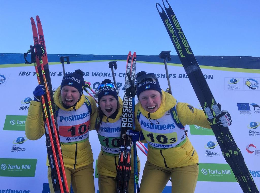 SSSF Verksamhetsberättelse 2017-2018 Bronsmedaljörer stafett JVM Amanda Lundström, Ella Halvarsson och Elvira Öberg Resultat 2017/2018 Världscupen 2017/2018 Totalt Damer 1 Kaisa Mäkäräinen, FIN 2