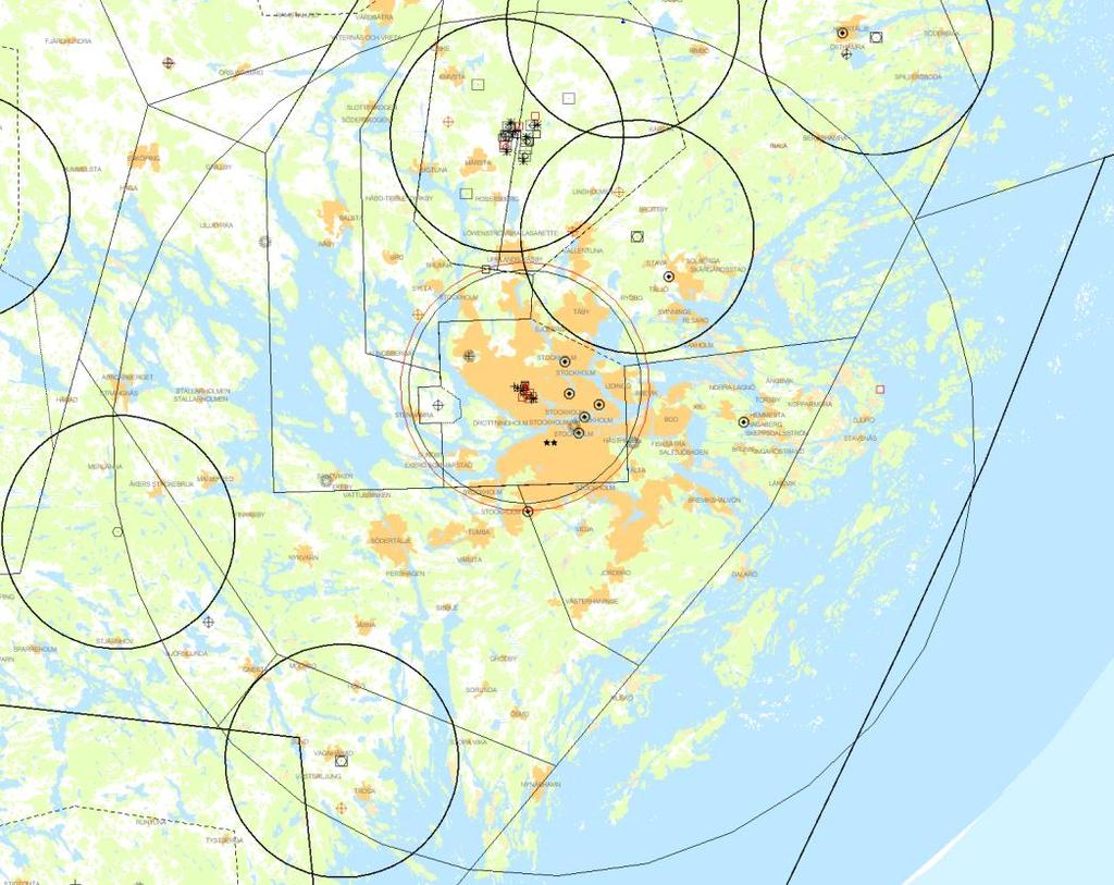 Del 2 Flyghinderanalys BERÖRDA FLYGPLATSER - Berörd flygplats är sakägare LUFTRUM Så här läser du denna del av analysen: Denna analys svarar bara på frågan om verket/masten/byggnadsverket hamnar inom