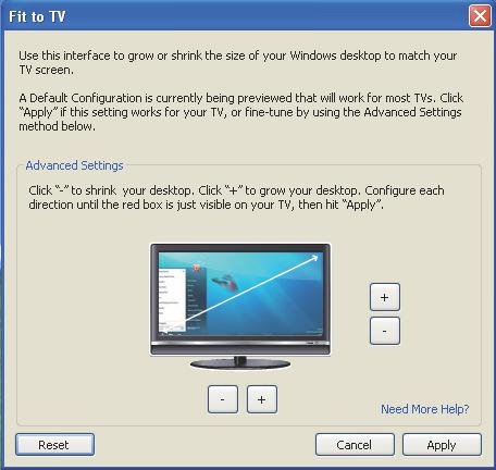 Anpassa till TV konfiguration 1. För att anpassa till TV, välj alternativet från DisplayLink GUI. Följande gränssnitt visas. 2.