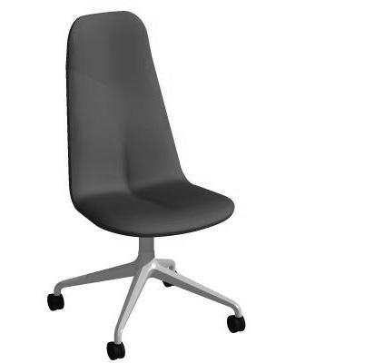 PRIMO HIGH S-033 S-095 S-093 Stol med hög rygg. Vridbart underrede på hjul i vitlack (RAL9016), svartlack (RAL7021) eller polerad återvunnen aluminium. Chair with high backrest.