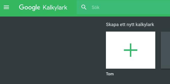 Skapa ett nytt kalkylark genom att klicka