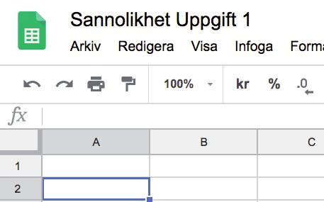 lämpligt namn, t ex Sannolikhet Uppgift 1.