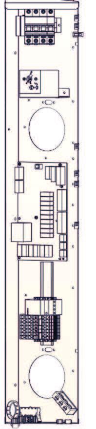 12.1 Elektriska komponenters placering Automatsäkringar (F1,F2) Reservvärmetermostat. Maxtermostat. Elpatron. Anslutning till display (A1). Kommunikation VP.