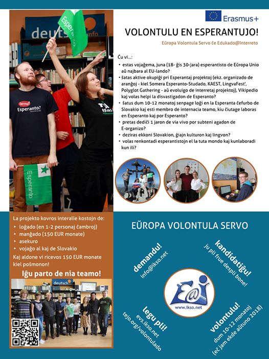 TEJO Tutmonda Esperantista Junulara Organizo Volontulu por #Esperanto en Slovakio!