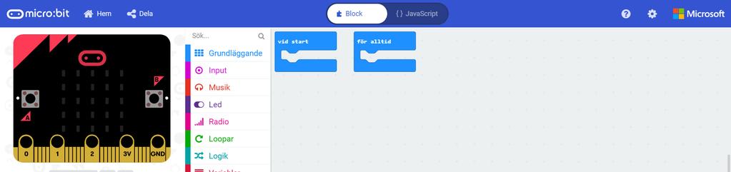 Alla instruktioner du kan använda i blockprogrammeringsläget finns i de här