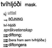 HANNESDóTTIR cessen blir hjälpt, liksom islänningen som använder Islex för avkodning. Figur 4: Verbet diftongera i Islex. 8.