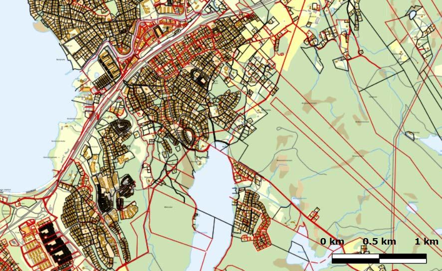 Röd pil visar planområdets lokalisering.