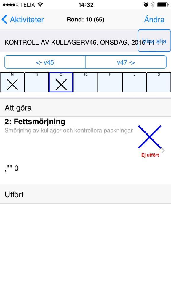 Rondlistvyn Översikt Väl inne på själva rondlistan kan vi se. Rubrik: Rondnummer(Sekvensnummer) Rondnamn, vald dags datum Visa alla: Visa alla rondlistans jobb, oavsett när de skall utföras.