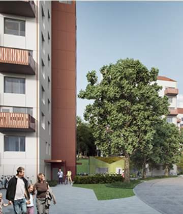 Kortedala Adventsvägen, Kortedala Vid Adventsvägen i Kortedala planerar vi att bygga tre nya punkthus med totalt 125 lägenheter.
