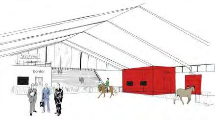 Fig. 5.1.2 c. Exempel på fodervagn i utrymme för foderberedning i avskilt utrymme men inom samma brandcell som djurstallet. 5.2 Ridhus Beroende på verksamhet i ridhus ställs det olika krav.