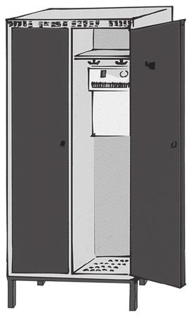 40 cm fack 249 C: Mekanisk torkning och ventilation med recirkulering Efter offert Blika standard ventilation Blika klädskåp ventileras via vanlig termisk ventilation.