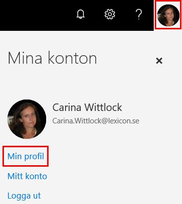 Ändra personlig information Du kan ändra information som andra ser om dig, t.ex. din profilbild, vilka kompetenser du har och annan information som kan vara relevant för andra i organisationen. 1.