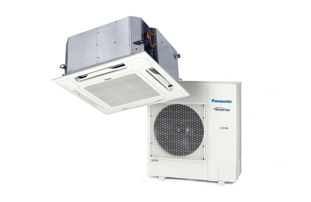 AQS/Panasonic PACi Elite U-_PE2E5A/1CA-600 2 storlekar 3,9 5,4 kw Luftkylda serverrumsaggregat* med innedel för infälld montering i undertak (kassett) 600 x 600 mm * Utförande för kontinuerlig