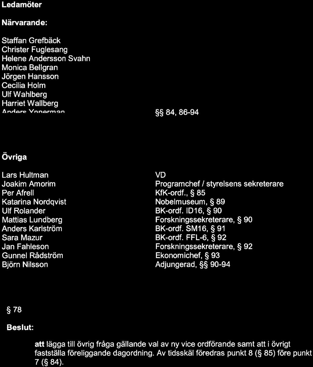 ; 84, 86-94 Övriga Jakim Amrim Per Afrell Katarina Nrdqvist Ulf Rtänder Mattias Lundberg Anders Karlström Sara