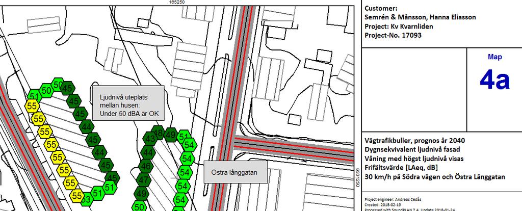 4.2 Resultat Resultat trafikbullerberäkningar Beräkningarna är gjorda med SoundPLAN 7.4 (Nordisk beräkningsmodell). Se bifogade bullerkartor för beräkningsresultat / 3D.