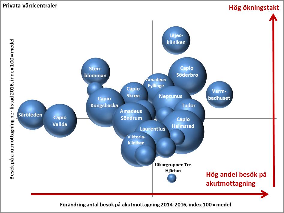 18(19) De privata vårdcentralerna uppvisar ett relativt likartat mönster.