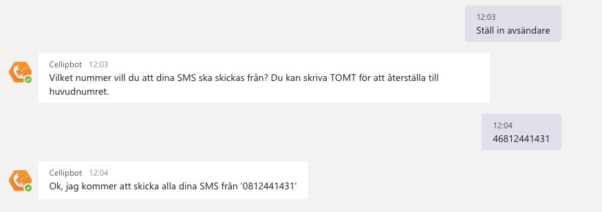 ex. 0734567890 Tack för att du vill skicka SMS. för att skicka meddelandet till 0734567890.