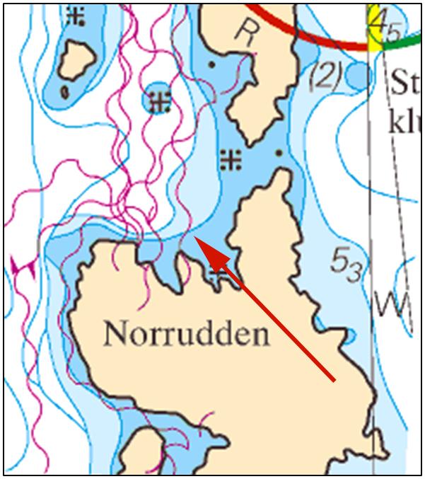 27 augusti 2014 * 9734 Sjökort: 617, 6171, 6172 Sverige. Norra Östersjön. Öja. Norrudden. Karterad holme finns ej i verkligheten.