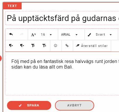 Lägg till egen text och egna bilder Nu är webbplatsen skapad och den