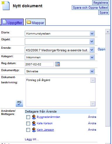 24 Integration med Outlook eller Groupwise Om man har integration med Outlook eller GroupWise installerad får man en ikon för att spara e- posten i Lex Genom att markera en e-post och klicka på
