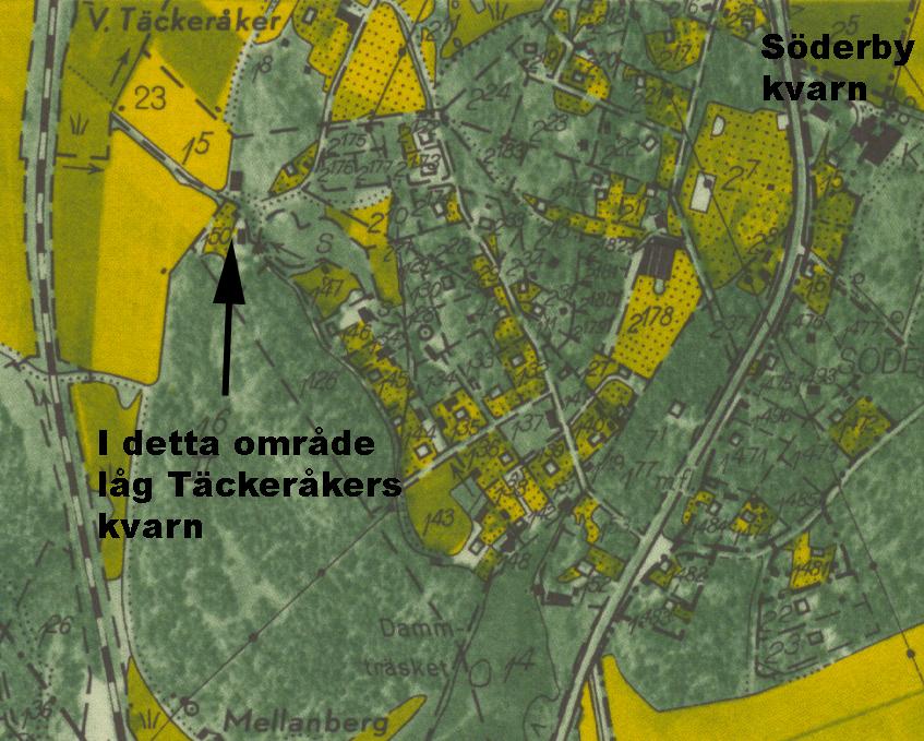 1951 års ekonomiska karta För att återgå till det som vi idag kallar Söderby Kvarn tror många att den ståtliga röda byggnad där man idag driver antikhandel är