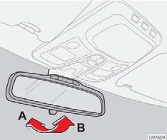 02 Instrument och reglage Backspeglar Inre backspegel Inre backspegel med kompass (tillval vissa marknader) Rätt zon på kompass 02 Bilden är ett montage.