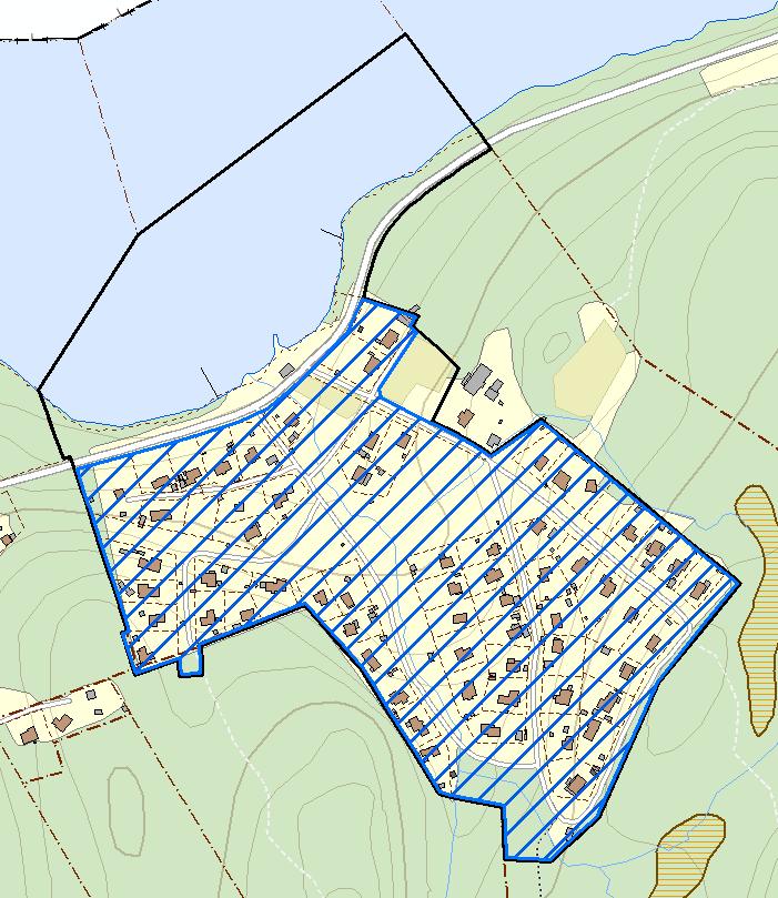 Sida 6(9) Planområde: heldragen svart linje Fördelningsområde: blåstreckat område Förutom anläggningskostnader för gator, inklusive belysning, ingår kostnader för marklösen, förstudier, projektering